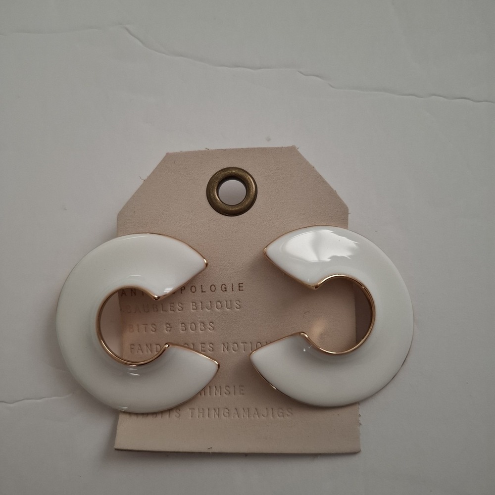 Anthropologie Earings White And Gold NWT